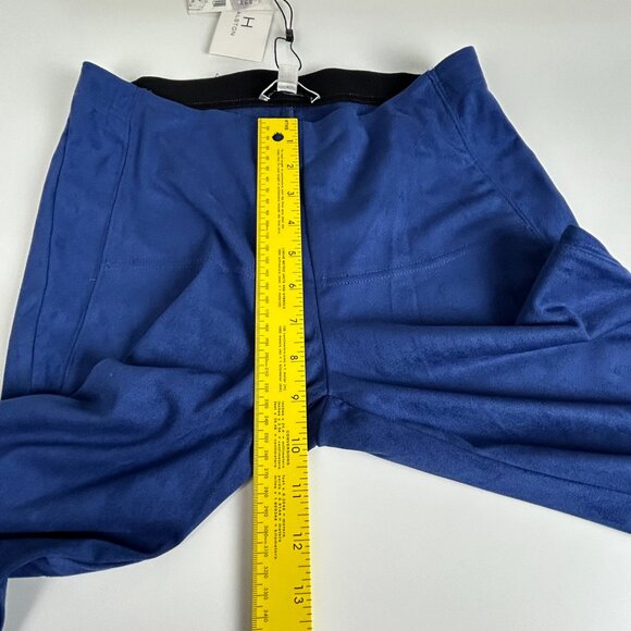 H Halston Leggings Women S Faux Suede Mid Rise Pull On Stretch Blue Skinny *Flaw - Picture 8 of 14